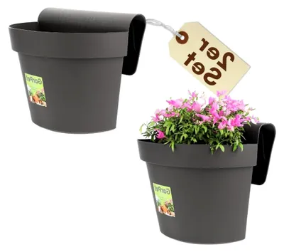 Produktbild von 2er Set Geländertöpfe mit Wasserspeicher für den Balkon