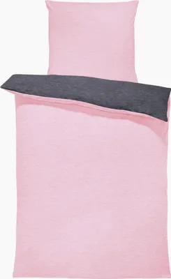 Produktbild von Winter Bettwäsche Biber Meliert Baumwolle Flanell Kuschelig Flauschig Warm Weich Modern, Größe:2 teilig 155x220 cm, Farbe:rosa / anthrazit