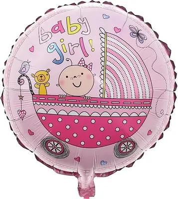 Produktbild von Folienballon Baby Girl, rund - Cartoon, ca. 45 cm