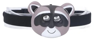 Immagine prodotto di Lampada frontale per bambini, a forma di procione, 2 modalità di illuminazione, leggera, faro a LED in plastica alimentato a batterie per bambini