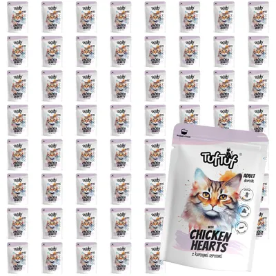 Produktbild von TufTuf | Katzenfutter Hühnerherzen - Katzenfutter nass Set 60x300 Beutel - Katzenfutter Herzen fur Katze