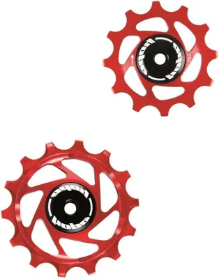Productafbeelding van Fiets Jockey Wielen - Derailleur Wieltjes - Fiets Onderhoud - Lichtgewicht Aluminium - 12/14 Tanden - Rood