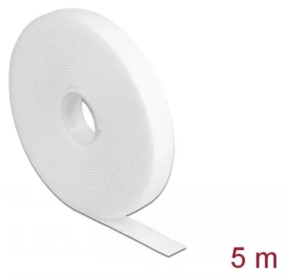 Produktbild von DeLOCK Klettband auf Rolle L 5 m x B 13 mm weiß, Kabelbinder mit Klettverschluss, Weiß, 5000 mm, 13 mm, 1 Stück(e)