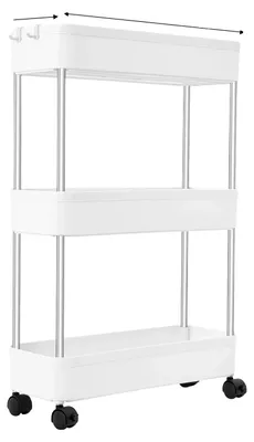 Immagine prodotto di Carrello di stoccaggio, design a tre livelli, facile mobilità, BIANCO, S