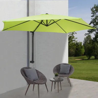 Produktbild von Wandschirm Casoria, Ampelschirm Balkonschirm Sonnenschirm, 3m neigbar, Polyester Alu/Stahl 9kg grün-lemon