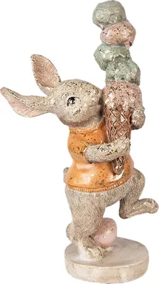 Zdjęcie produktu dla Clayre & Eef Figurka dekoracyjna królik 16x10x28 cm Beżowy plastik