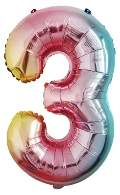 Produktbild von Folienballon Zahl 3, ca. 80 cm, regenbogenfarben