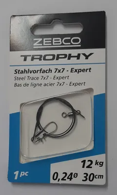 Produktbild von Zebco Trophy Stahlvorfach 7x7 Hechtvorfach Expert 30cm 12kg