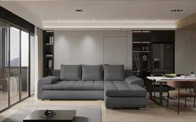 Zdjęcie produktu dla Sofa w kształcie L TOMI narożnik, tkanina Abriamo, wiele kolorów Ciemnoszary Prawostronny