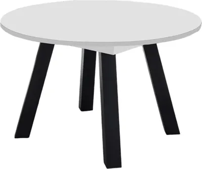 Produktbild von Esstisch Rund ausziehbar Edda 3 130 x 130 x 78 Küchentisch Schwarzstahl/Weiß Matt Lack 13538-130