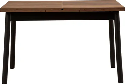 A studio shot of a dining table against a white background.