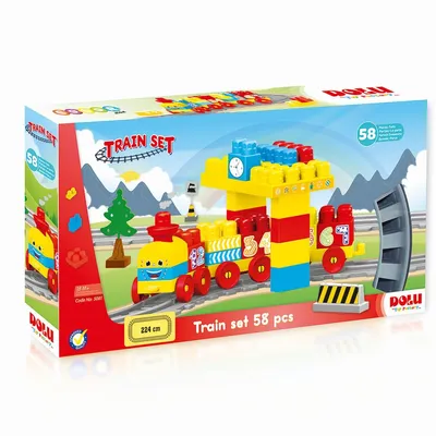 Produktbild von Bauset mit Eisenbahn - 58 Teile