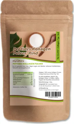 Produktbild von Rinderkollagen Pulver von Mynatura – Hydrolysiertes Rind Collagen mit Kollagenpeptiden für vielseitige Anwendungen 1000g