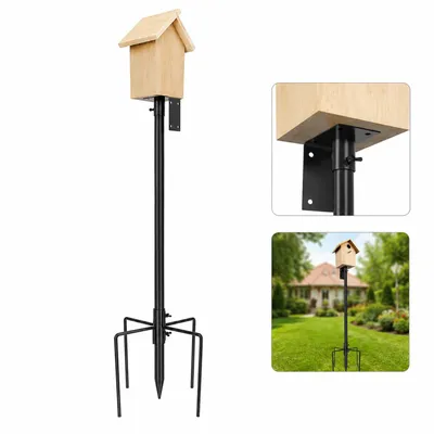 Produktbild von 75-Zoll verstellbare Futterstange, Vogelhaus-Stab ,Vogelhäuser und Wetterstationen, robust, rostfrei, verbessert Gartendekor und Vogelbeobachtung