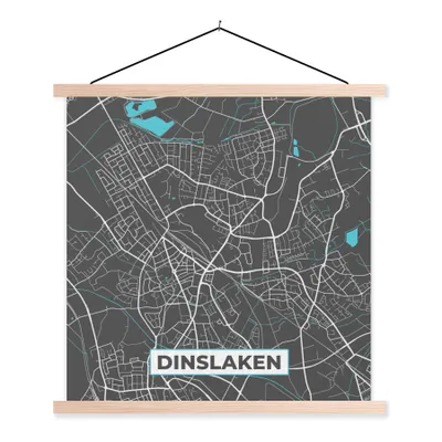 Produktbild von MuchoWow® Textilposter Deutschland - Blau - Dinslaken - Stadtplan - Karte 120x120 cm mit holzfarbenen Rahmen - Textil-Poster