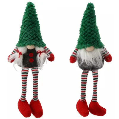 Produktbild von MIKONI Weihnachtswichtel 42cm | 2 Stück SET | Weihnachten, Deko, sitzender Elf Wichtel Figur mit Mütze und Bart Groß Weihnachtsfigur