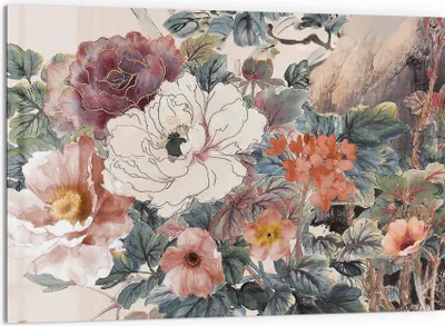 Produktbild von DEQORI Küchenrückwand Glas 60x40 cm 'Aquarellblütenzauber' Spritzschutz Bad Rückwand Küche