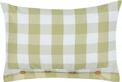 BELIANI Poduszka dekoracyjna zielona 40 x 60 cm w kratę z guzikami w stylu cottage jasiek