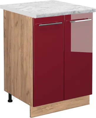 Produktbild von Küchenunterschrank Vicco Fame-Line Bordeaux Hochglanz 60 cm , AP Marmor, Model 46776
