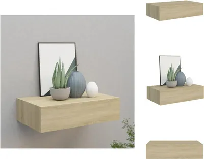 Obrázek produktu pro vidaXL Nástěnná police se zásuvkou dubový vzhled 40x23,5x10 cm MDF - Nástěnné police