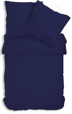 Produktbild von Uni Renforce Bettwäsche 135x200 cm oder 155x220 cm Baumwolle mit Reißverschluss, Farbe:navy / blau, Größe:2 teilig 135x200 cm
