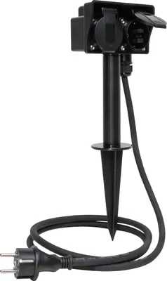 Produktbild von Kopp Gartenspieß 2fach Steckdose IP44 schwarz 1,5 m H07RN-F3G1,5mm²