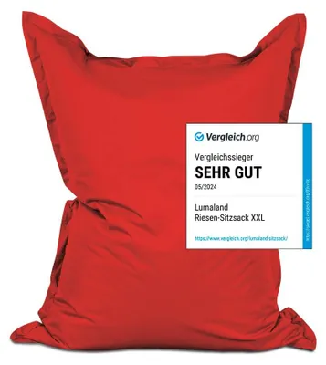 Zdjęcie produktu dla Lumaland gigantyczny worek fasoli XXL 140x180 cm Wodoodporna poduszka do leżenia wewnątrz i na zewnątrz z ponad 3 milionami dostosowujących się koralików EPS Pokrowiec na worek fasoli, który można prać