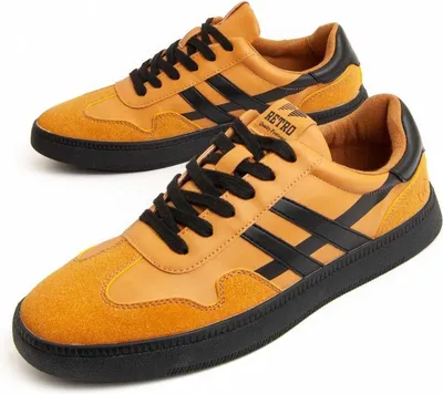 Produktbild von Herren Sneaker im Retro-Stil in Gelb, gefertigt aus veganen Materialien