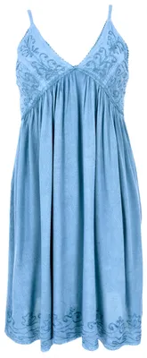 Produktbild von Besticktes Boho Sommerkleid, Midikleid, Indisches Knielanges Hippie Kleid - Blau, Damen, Viskose, Kleider