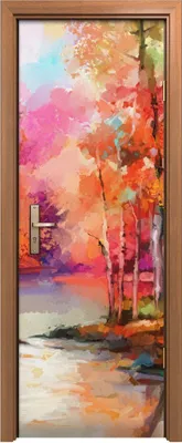 Produktbild von Türposter 70x200 cm Türaufkleber Türtapete Türfolie Klebefolie Landschaft Herbst Wald Wasser