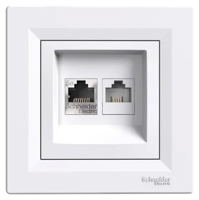 Zdjęcie produktu dla Gniazdo RJ45+RJ11 BIAŁE ASFORA SCHNEIDER