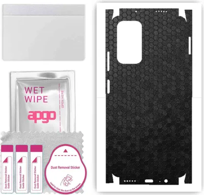 Produktbild von apgo Rückseite + Seiten Schutzfolie, Skin, kompatibel mit Xiaomi Poco M4 Pro 5G, Hinten Displayschutzfolie aus Vinylfolie, kratzfest, einfache Montage - Schwarze Honigwabe