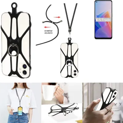 Produktbild von K-S-Trade 3in1 Handykette Handyband Handykordel Halsband Smartphone-Ring Handy-Ring kompatibel mit Oppo Reno7 Z 5G Fingerhalterung Handyring