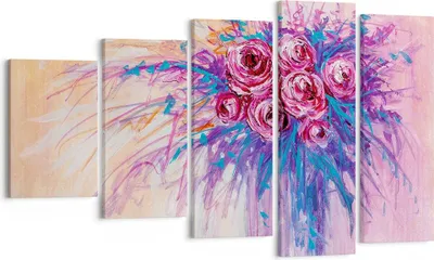 Produktbild von Bild auf Leinwand - Leinwandbild - 5 Teile - Blumenstrauß Blumen Rosen - 100x60cm - Wand Bild - Wanddeko - Wandbilder - Leinwanddruck - Bilder - Wanddekoration - Leinwand bilder - EG100x60-4465
