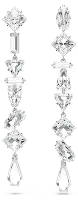 Produktbild von SWAROVSKI Damen Lange Asymmetrische Kristall Drop-Ohrhänger, Weiß, Rhodiniert MESMERA 5661687