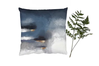 Produktbild von MuchoWow® Zierkissen Sofakissen Wohnzimmer Dekokissen 40x40 cm Wolken - Gold - Abstrakt - Foto Kissen - Schlafzimmer Dekoration