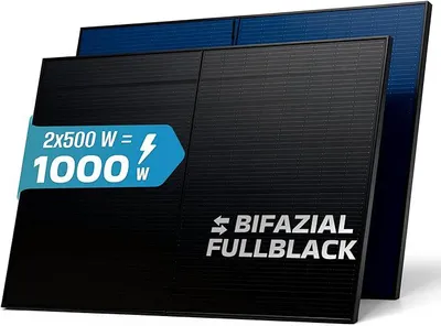 Produktbild von SUNNIVA® Solarmodul 2x 500 W FULL BLACK Bifazial Glas/Glas PV Modul Solarpanel - PMax 1000W (2x500W) Bifacial N-Type, für Balkonkraftwerk oder PV Sola