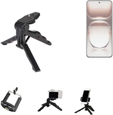Produktbild von K-S-Trade Stativ Tisch-Ständer Dreibein Handy-Stativ Ständer kompatibel mit Oppo Reno12 CPH2625 Mini-Stativ Smartphone Tripod Handy-Stativ aus