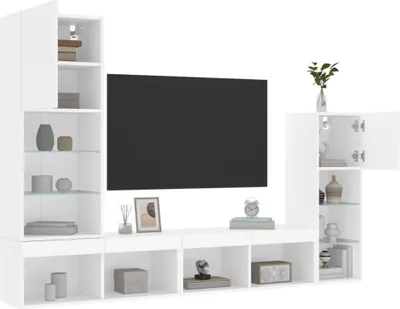 Produktbild von 4-tlg. Wohnwand mit LED-Beleuchtung Weiß Holzwerkstoff 3216647