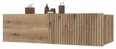Zdjęcie produktu dla Szafka pod umywalkę Tigo 1D2S dąb evoke 140 cm 2 szuflady ryflowany front wisząca