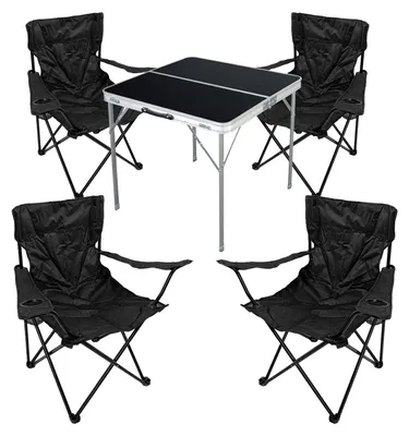 5-tlg. Campingmöbel Set Tisch schwarz Tragegriff Campingstuhl mit Tasche