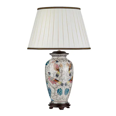 Obrázok produktu pre Stolná lampa Elstead Ping E27 krémová farba slonovej kosti, zdobená čiernou a zlatou farbou