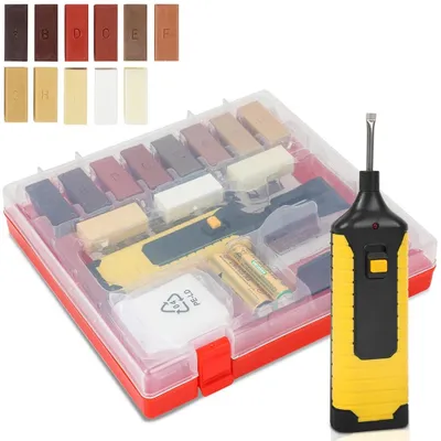 Produktbild von Holz Reparatur Set Laminat Parkett Fliesen Reparaturset 11 Wachs Holzmöbeln Möbel Auffüllen Schrammen Kratzern Flecken Hartwachsstangen