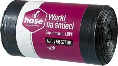 Zdjęcie produktu dla Worki na śmieci 60l HASE LDPE 50 szt. czarne