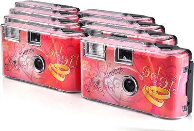 Productafbeelding van Wegwerpcamera Set - Filmcamera Pakket - Momenten Vastleggen - Met Ingebouwde Flitser - 8 Stuks 27 Opnamen - Hartjes Design
