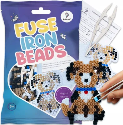 Image de Perles à repasser 5mm - Motif chien + accessoires dans un sachet décoratif, La Manuli