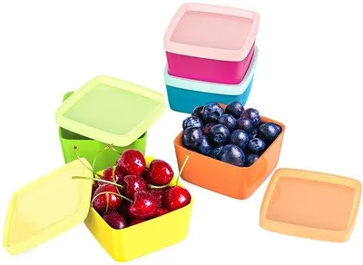 Immagine prodotto di Set di contenitori per alimenti in plastica senza BPA composto da 5 piccoli vasetti di plastica per congelatore