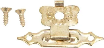 Image de Serrure à manivelle ancienne - Motif floral géométrique ancien - Ferrures pour coffrets - 30 x 18 mm - Jaune