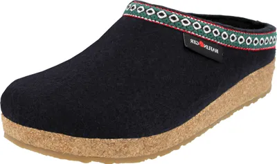 Produktbild von Haflinger Damen Hausschuh Herren Pantoffel Wollfilz Muster Grizzly Franzl 711001, Größe:36 EU, Farbe:Blau