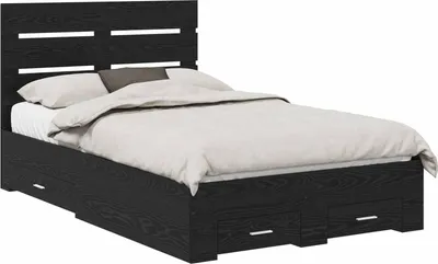 Produktbild von Bettrahmen Schwarz Eichen-Optik 120 x 190 cm Holzwerkstoff